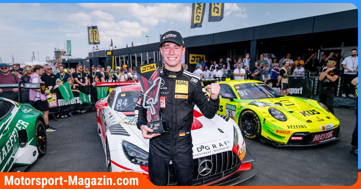 Pilota giovane a podio nella DTM, Nürburgring, gara motorsport, record storico