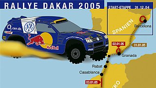 31.12.04-16.01.05 Barcelona - Dakar (Gesamtl&auml;nge: 8.956 km, WP: 5.431 km), Foto: VW Motorsport