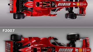 Aus der Draufsicht wird die Abstammung wieder ganz klar: ein neuer Heckflügel, ein neuer Frontflügel, aber ansonsten eine Weiterentwicklung des F2007., Foto: Ferrari Press Office