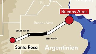 Etappe 14 · Samstag, 16. Januar 2010: Santa Rosa (Argentinien) – Buenos Aires (Argentinien). Verbindung: 166 km Prüfung: 206 km Verbindung: 335 km Gesamt: 707 km, Foto: VW Motorsport