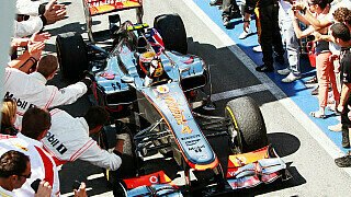 Lewis Hamilton: Im siebten Rennen der Saison holte sich der Brite zu seiner großen Erleichterung endlich den schon überfälligen ersten Sieg 2012 - dieser war jedoch alles andere als einfach. Nach dem Start aus der ersten Reihe hielt Hamilton zunächst seinen zweiten Platz. Da er eine Runde später als Leader Vettel stoppte, konnte er am Deutschen vorbeigehen - Alonso tat es ihm jedoch gleich und setzte sich vor Hamilton an die Spitze. Mit bereits aufgewärmten Reifen und dem Vorteil des DRS holte sich dieser die Führung aber umgehend zurück. Eng wurde es in der Schlussphase: Anders als der McLaren-Pilot stoppten Alonso und Vettel zunächst kein zweites Mal - Hamilton dürfte bereits ins Schwitzen geraten sein, ließ sich aber weder durch ein kleines Problem beim Reifenwechsel noch durch die Konkurrenten verrückt machen - so konnte er seinen Reifenvorteil in den letzten 20 Runden überlegen ausspielen und die Ausreißer rechtzeitig wieder einholen. Acht Runden vor dem Ziel ging er an Vettel vorbei, sechs Runden vor Ende eroberte er sich von Alonso auch die Führung zurück und triumphierte nach einer fehlerfreien Leistung schlussendlich verdient., Foto: Sutton
