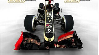 Der Teufel liegt im Detail: Lotus stellte am Montagabend den E21 vor. Vom Vorgänger war die Neuentwicklung kaum zu unterschieden. Doch Motorsport-Magazin.com hat ein paar Auffälligkeiten am neuen Dienstwagen von Kimi Räikkönen und Romain Grosjean entdeckt. , Foto: Lotus