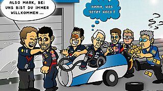 Comic: Mark Webbers Dilemma bei Red Bull