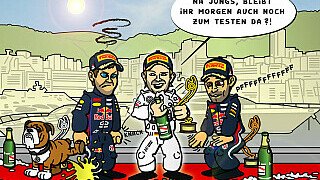 Comic: Mercedes pinkelt Red Bull ans Bein Comic: Mercedes pinkelt Red Bull ans Bein