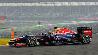 1:31.187 Minuten - So lange brauchte Sebastian Vettel für seine 60 Runden auf dem Buddh International Circuit. Damit war der dritte und vorerst letzte Grand Prix von Indien der bisher langsamste der Geschichte. Im Vorjahr brauchte Vettel aber nur um 0.443 Sekunden weniger als diesmal., Foto: Sutton