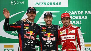 Marca: Dritter in Brasilien. Alonso, Kilometer 0: Ferrari verliert keine Sekunde für 2014. Vettel gleicht mit 13 Siegen Schumacher aus. Historische Zahlen des Meisters. Vettel beendet in Brasilien seine beste Saison in der Formel 1 mit seinem 13. Sieg., Foto: Red Bull