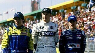 New kids on the block: In Gesellschaft von Minardi-Pilot Gaston Mazzacane und Prost-Fahrer Nick Heidfeld tauchte Jenson Button als Rookie beim Großen Preis von Australien 2000 in Melbourne auf, Foto: Sutton