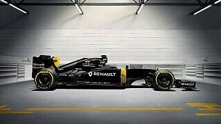 Renault stellt zum Comeback als Werksteam eine komplett schwarze Lackierung vor. Nur wenige gelbe Highlights und ein Wechselspiel zwischen glänzenden und matten Flächen bieten etwas Abwechslung., Foto: Renault