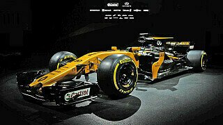 Renault stellte als erstes Team den 2017er Boliden in der Realität vor. Von Williams gab es bislang nur Renderings, von Sauber immerhin Fotos., Foto: Renault