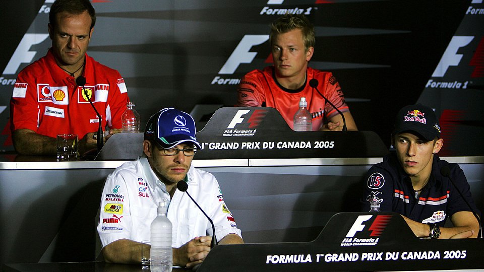 Barrichello, Villeneuve, Räikkönen und Klien bei der Donnerstags-PK., Foto: Sutton