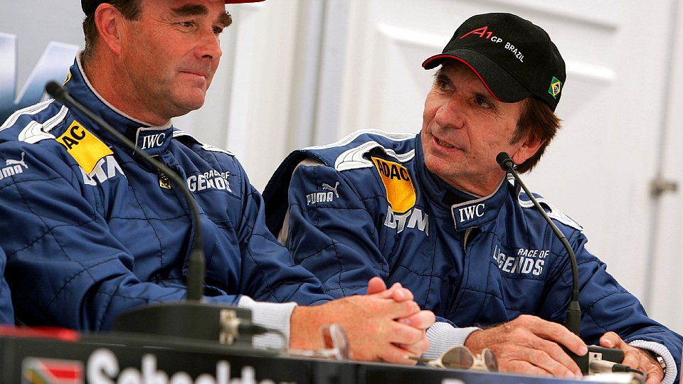 Emerson Fittipaldi und Nigel Mansell beim Rennen der Legenden., Foto: Sutton