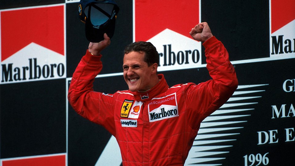 Michael Schumachers erster Ferrari-Sieg in Barcelona erlangte Berühmtheit, Foto: Sutton