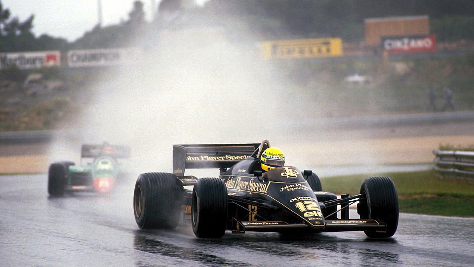 Ayrton Sennas erster Formel-1-Sieg beim Portugal GP 1985 in Estoril gehörte sofort zu den beeindruckendsten seiner ganzen Karriere, Foto: Sutton