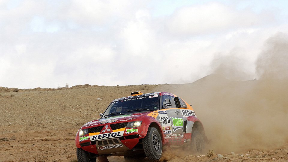 Für Masuoka ist die Rallye Dakar gelaufen., Foto: Mitsubishi
