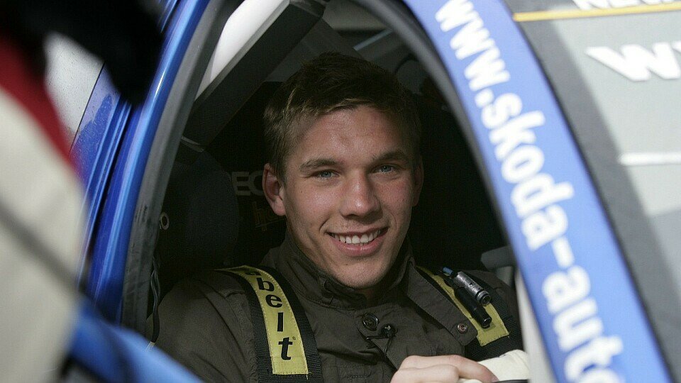 Lukas Podolski im WRC., Foto: Red Bull Skoda