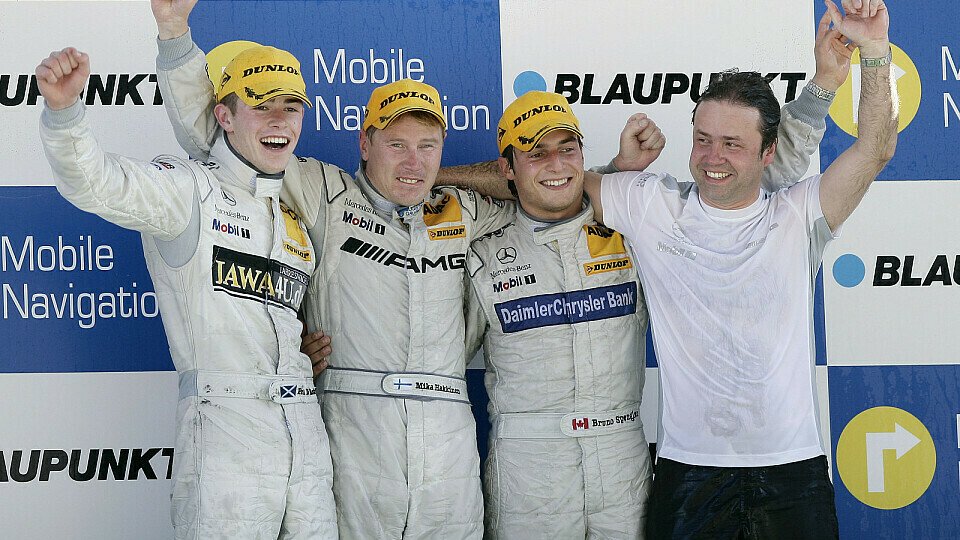 Mika Häkkinen, Paul Di Resta und Bruno Spengler haben gut Lachen., Foto: DTM