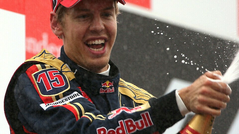 Sebastian Vettel gewann sein erstes Formel-1-Rennen., Foto: Sutton