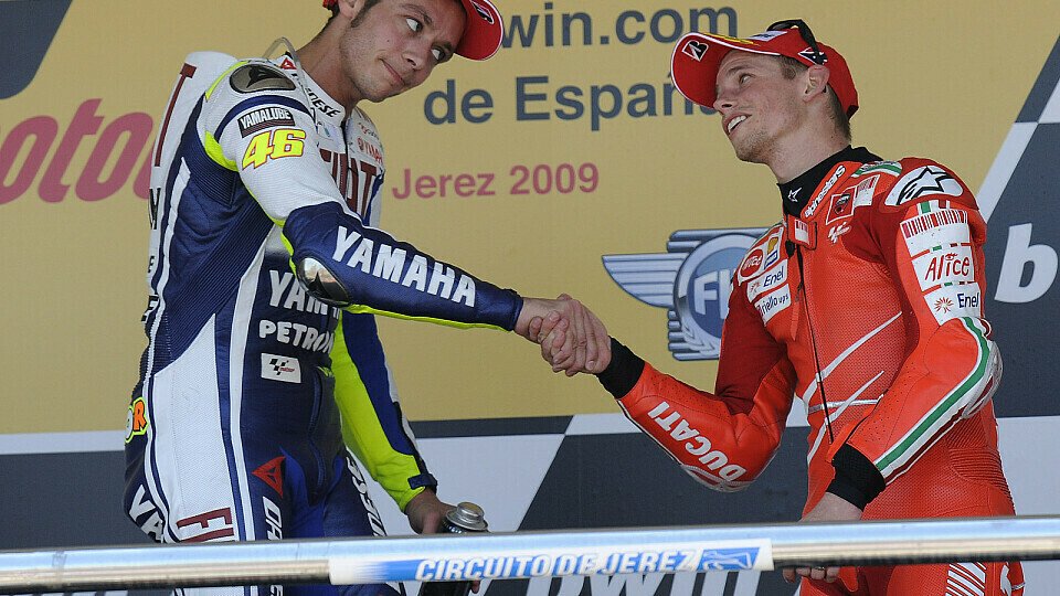 Mit dem Sieg in Brünn konnte Rossi mit Stoner gleichziehen., Foto: Fiat Yamaha