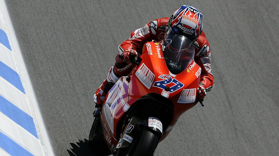 Casey Stoner fuhr am Freitag Bestzeit, Nicky Hayden kam auf Sieben., Foto: Milagro