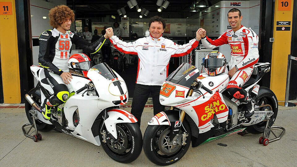 Melandri, Simoncelli, Gresini und San Carlo bilden ein rein italienisches Team. Nur das Motorrad kommt aus Japan., Foto: Milagro