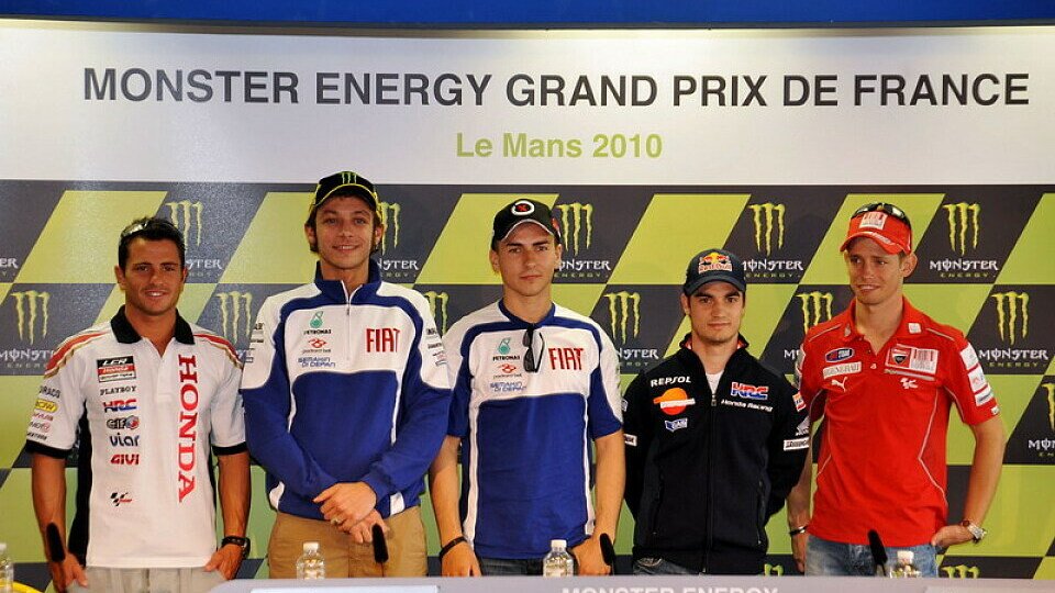 Zur Pressekonferenz hielten sich die MotoGP-Piloten mit Neuigkeiten bedeckt., Foto: LCR Honda