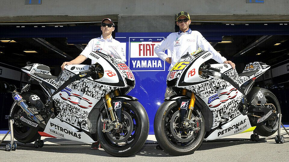 Valentino Rossi und Jorge Lorenzo rückten in Laguna Seca heute mit einer Sonderlackierung aus., Foto: Milagro