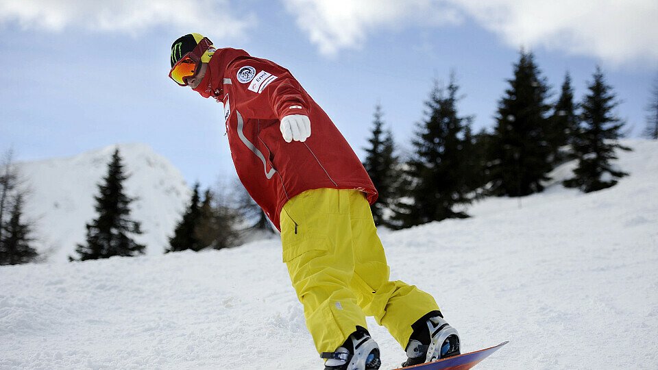 Auf dem Snowboard fühlte sich Valentino Rossi wohl, Foto: Ducati