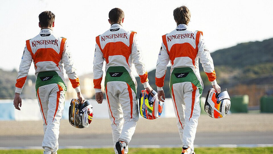 Die Drei von Force India: Adrian Sutil, Paul Di Resta und Nico Hülkenberg, Foto: Sutton
