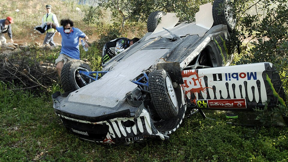 Ken Blocks Ford Fiesta RS WRC nach dem Crash im Shakedown zur Rallye Portugal, Foto: Sutton