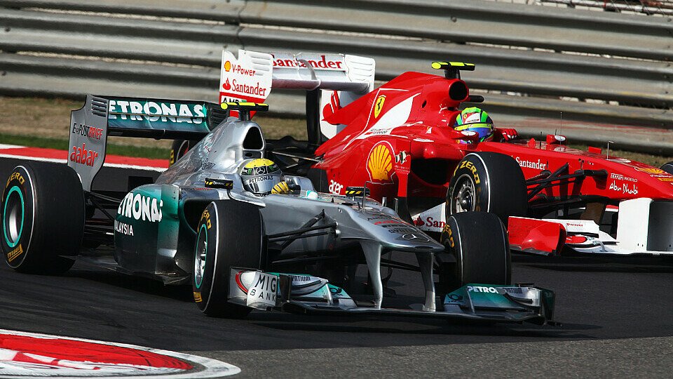 Nico Rosberg zeigte in Shangahi ein ganz starkes Rennen und hielt beispielsweise beide Ferraris hinter sich - am Ende musste er Benzin sparen, Foto: Sutton