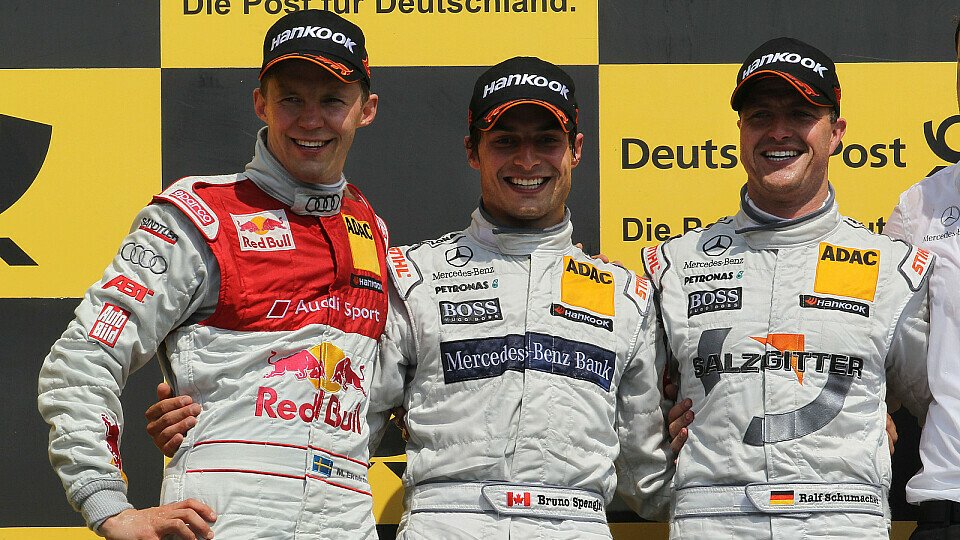 Ralf Schumacher feiert sein erstes DTM-Podium, Foto: Audi