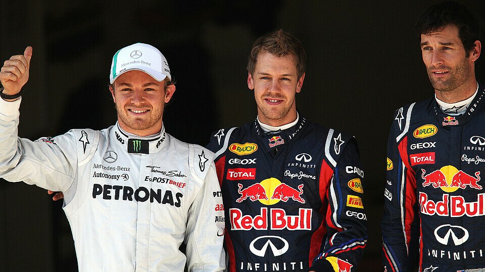 Lichtgestalt: Nico Rosberg jubelt über Startplatz drei - die Red-Bull-Piloten sind vor ihrem Verfolger gewarnt, Foto: Sutton