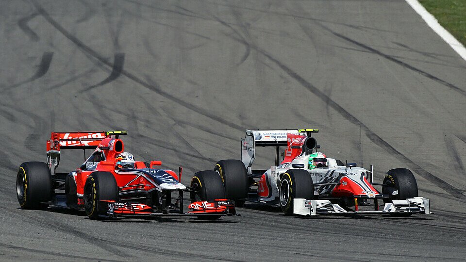 Virgin Racing hielt die HRT-Rivalen in Barcelona hinter sich, Foto: Sutton