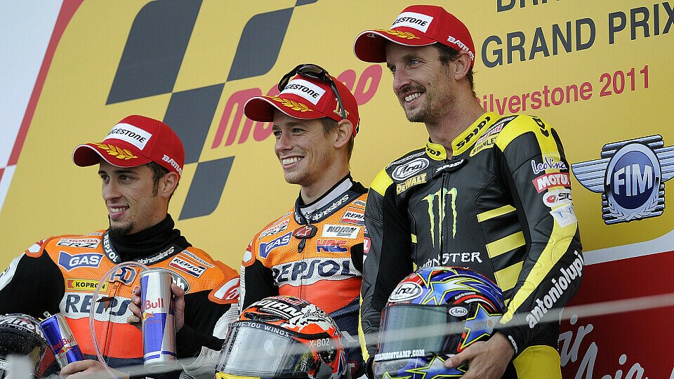 Casey Stoner und Andrea Dovizioso standen in Silverstone und Assen jeweils gemeinsam auf dem Podest, Foto: Milagro