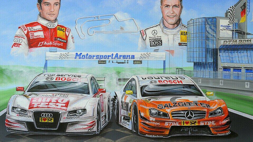 Dieses Gemälde mit Timo Scheider und Ralf Schumacher wird versteigert, Foto: Motorsport Arena Oschersleben