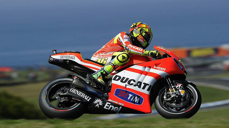 Valentino Rossi landete wieder im Kies, Foto: Ducati