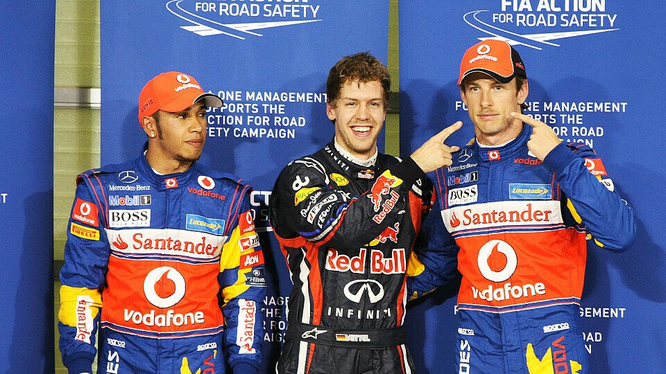 Können Jenson Button und sein Schnurrbart Sebastian Vettel gefährlich werden?, Foto: Sutton