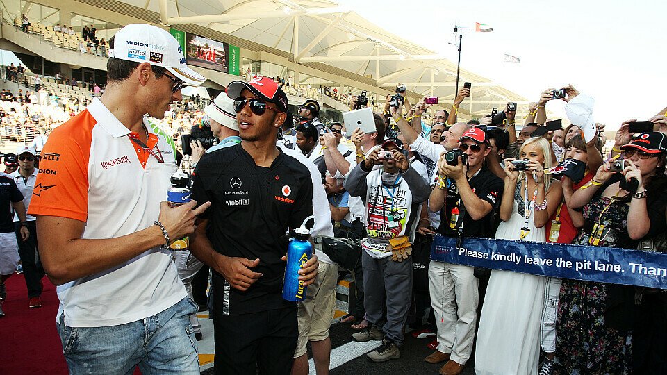 Adrian Sutil und Lewis Hamilton kennen sich aus ihrer gemeinsamen Zeit in der Formel 3, Foto: Sutton