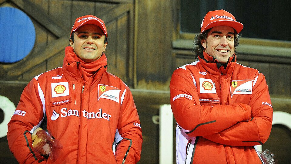 Massa und Alonso freuen sich auf ihr neues Auto, Foto: Ferrari