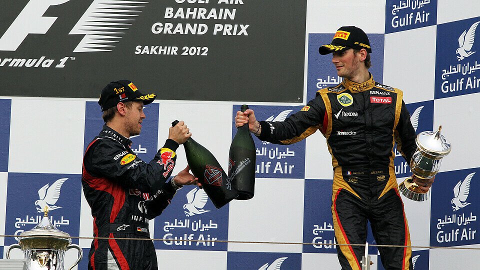 Romain Grosjean feierte in Bahrain 2012 sein erstes Podium in der Formel 1, Foto: Sutton