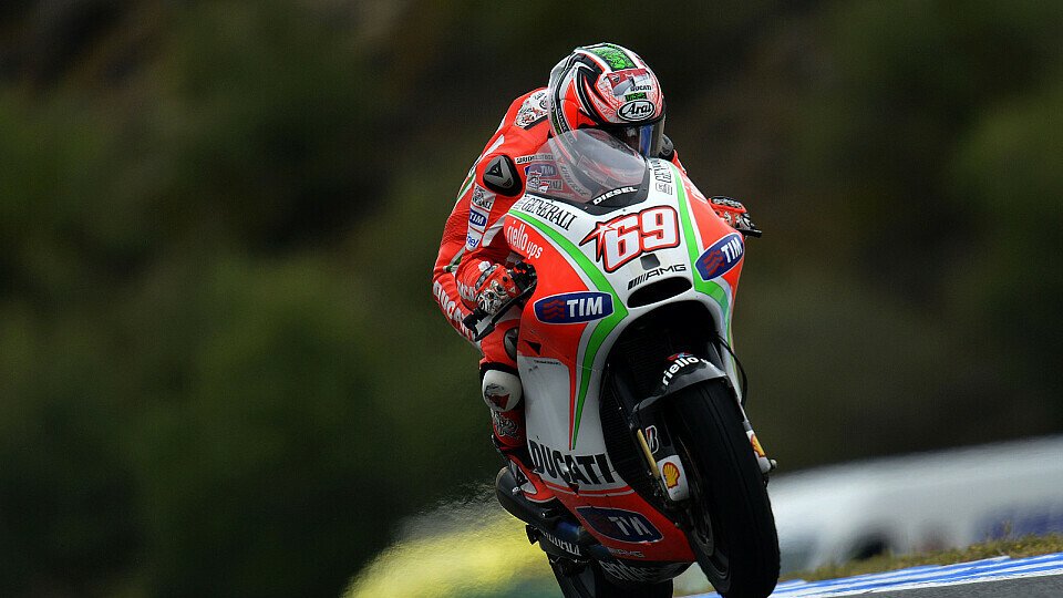 Nicky Hayden hätte gern am Ende noch mehr Gummi auf dem Reifen gehabt, Foto: Ducati
