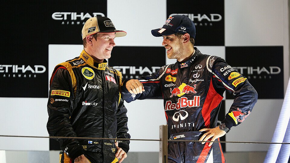 Sebastian Vettel und Kimi Räikkönen trafen auf dem Podest nicht den richtigen Ton, Foto: Red Bull