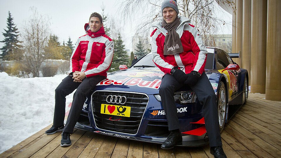 Mattias Ekström und Edoardo Mortara begeistern die Fans in Moskau, Foto: Audi
