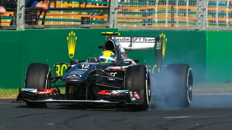 2012 stand Sergio Perez für Sauber in Malaysia auf dem Podium, Foto: Sutton