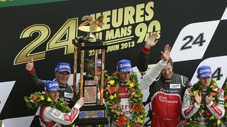 Die Sieger 2013: Tom Kristensen, Alan McNish und Loïc Duval, Foto: Audi
