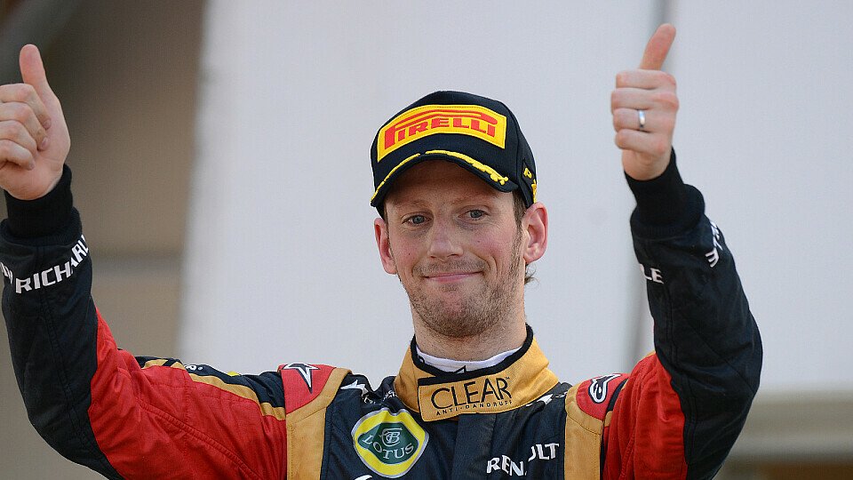 Romain Grosjean glücklich über sein zweites Podiumsplatz 2013., Foto: Sutton