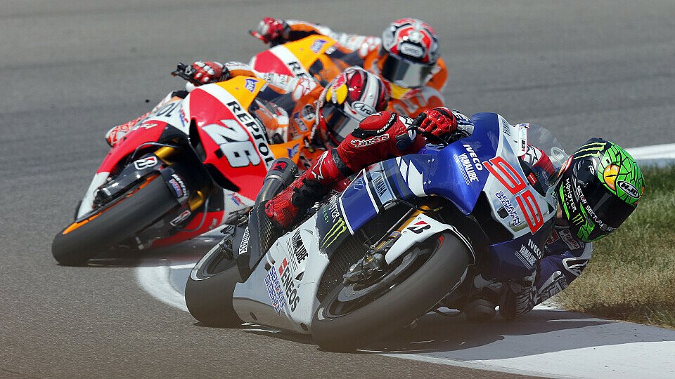 Zu Beginn des Indianapolis-GP lag Lorenzo noch vor den beiden Hondas., Foto: Milagro