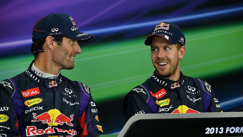 Langjährige Teamkollegen bei Red Bull: Mark Webber und Sebastian Vettel, Foto: Sutton