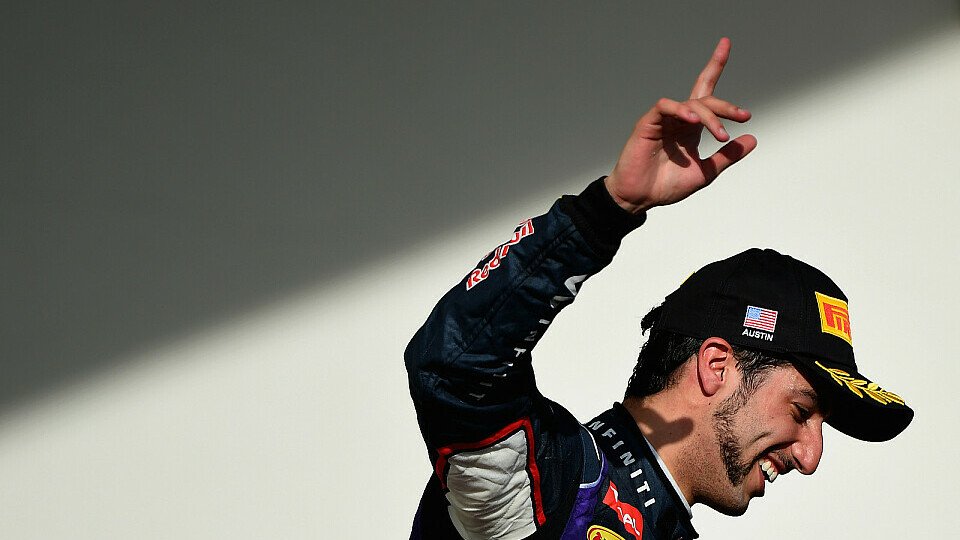 Daniel Ricciardo stand 2014 in Austin auf dem Podium, Foto: Red Bull