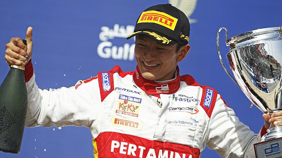 Rio Haryanto feierte den Sieg in Bahrain, Foto: GP2 Series
